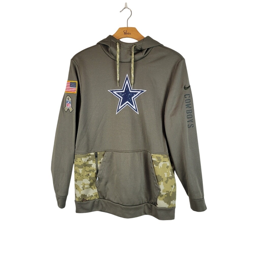 Dallas Cowboys‎ NFL Nike Salute 2 Service Pullover Hoodie Army Green Size Large